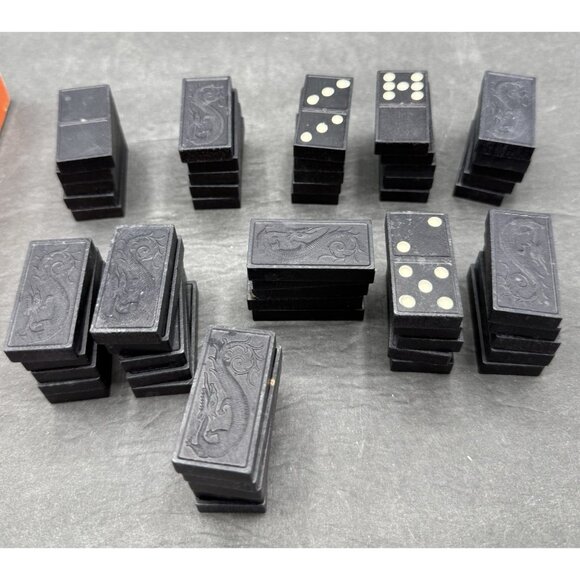 Vintage Halsam Dragon Dominoes Set No. 920 Double Nine Domino Game W/ Directions - Picture 4 of 5